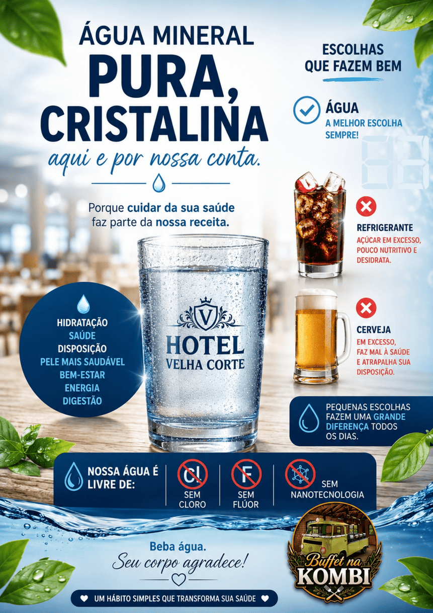 Cartaz de água mineral pura e cristalina